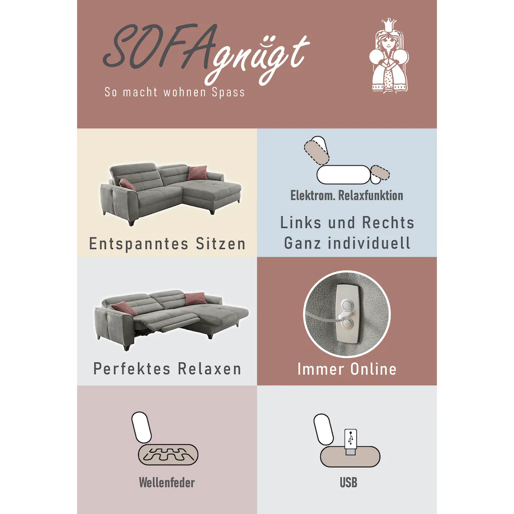 Jockenhöfer Gruppe Ecksofa »Double One L-Form« mit 2x 120cm breiten elektromotorischen Relaxfunktionen kaufen Angebote