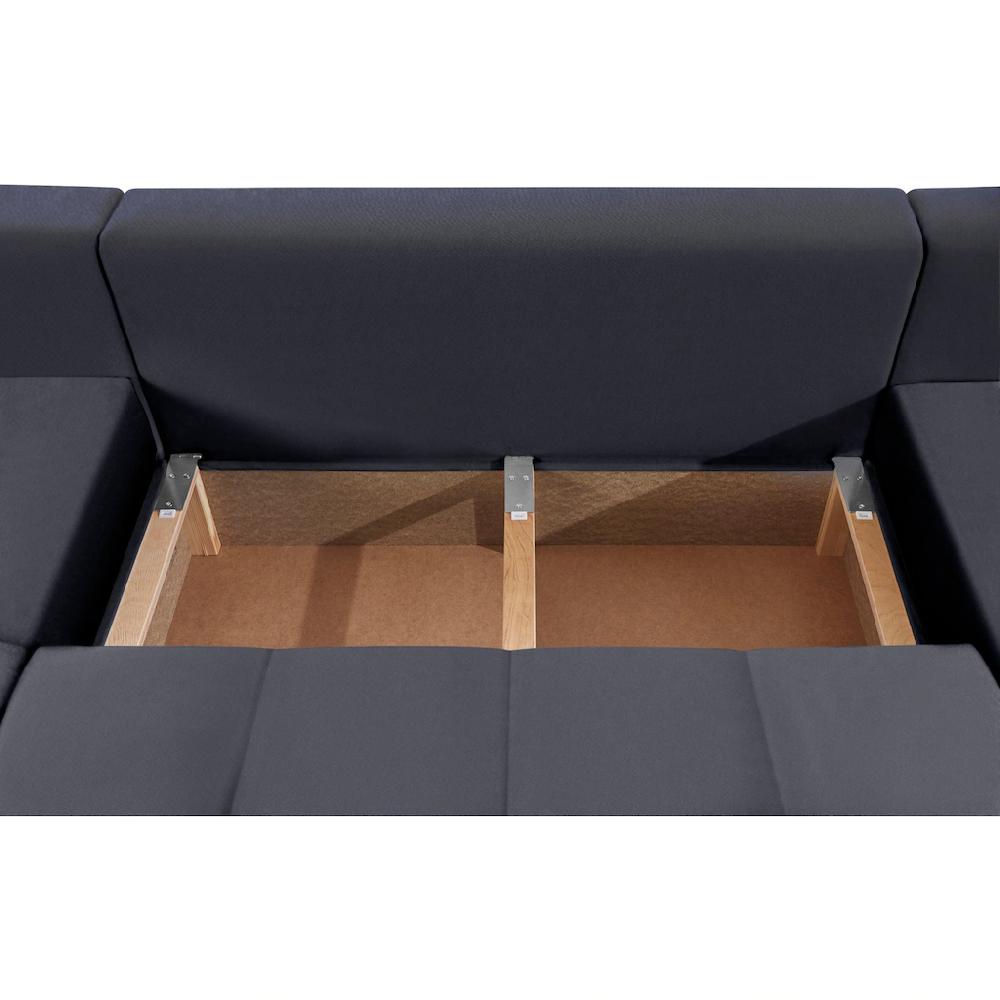 COLLECTION AB Wohnlandschaft »XL-Josy U-Form Breite 313 cm Flachgewebe Struktur Kunstleder« inkl. Bettfunktion Bettkasten mit 4 gleich großen Rückenkissen kaufen Günstiger Verkauf