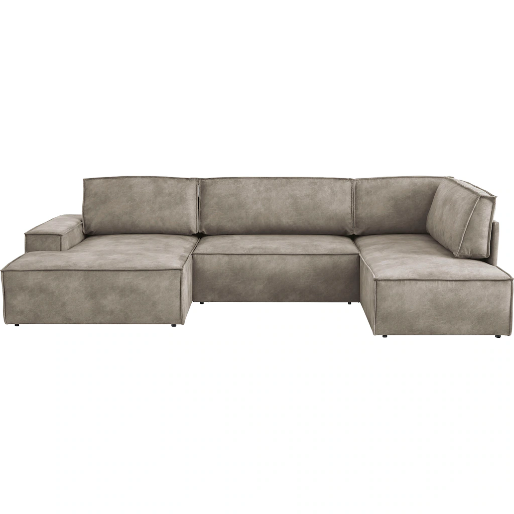 Home affaire Wohnlandschaft »SHERWOOD XXL 329 cm U-Form Schlafsofa « Schlaffunktion m. Bettkasten (194x139 cm) Cord Vintage Samtvelours kaufen Sonderangebot