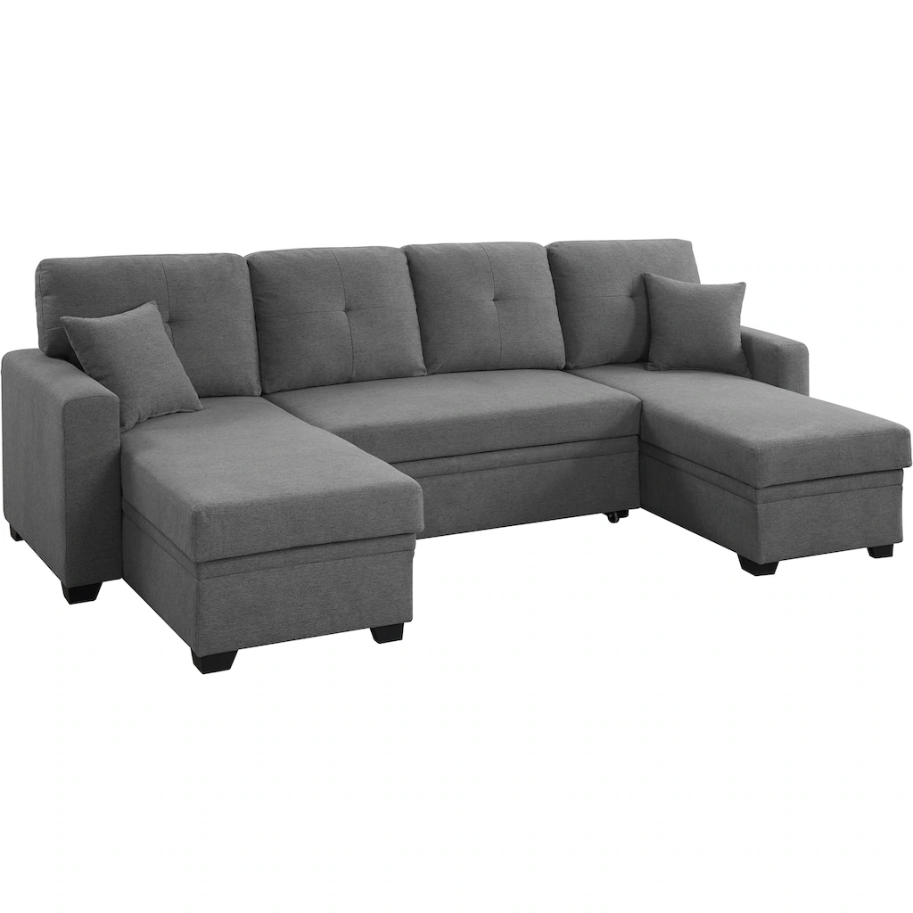 ATLANTIC home collection Wohnlandschaft »Gerrit U-Form« Wohnlandschaft Recamieren mit Bettkasten Bettfunktion kaufen Flash Sale