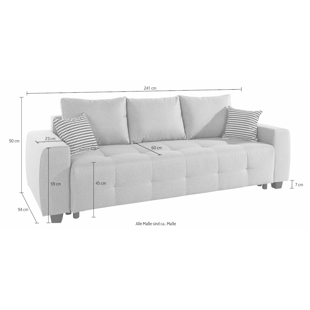 COLLECTION AB Schlafsofa »Bella« mit Bettfunktion und Bettkasten inkl. loser Rücken- und Zierkissen kaufen Preisnachlass
