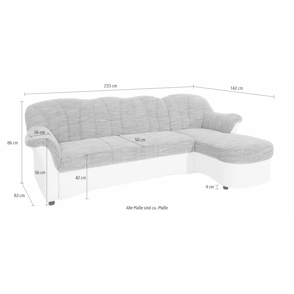 DOMO collection Ecksofa »Flores Schlafsofa B/T/H: 233/142/86 cm L-Form« wahlweise mit Bettfunktion wahlweise mit Federkern auch in Leder kaufen Saisonschlussverkauf