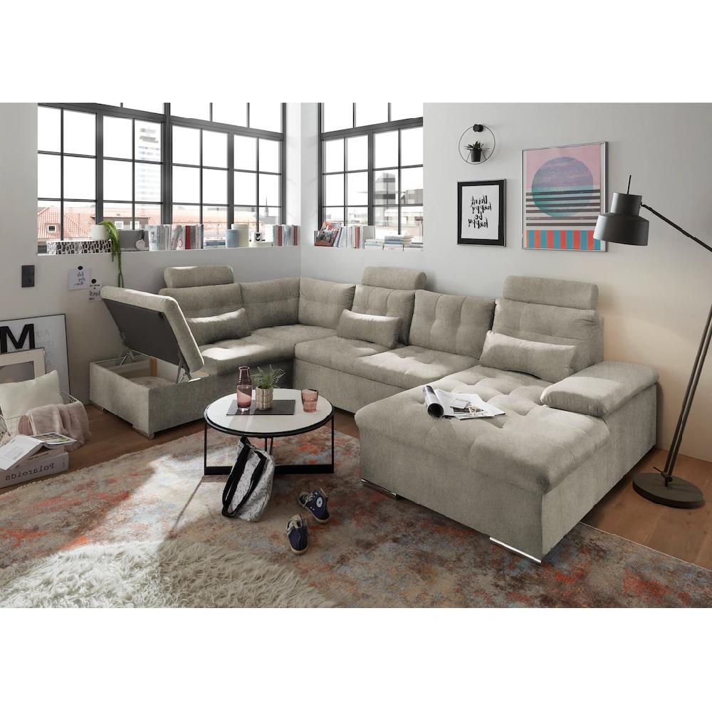 ED EXCITING DESIGN Wohnlandschaft Jakarta mit Bettfunktion Bettkasten Kopfstützen Nierenkissen kaufen Jubiläumsangebot