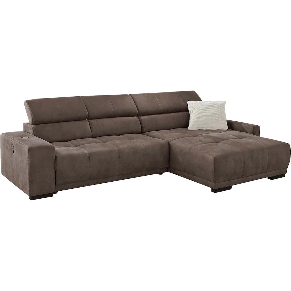 Jockenhöfer Gruppe Ecksofa »Le Mans L-Form mit elektromotorischer Sitztiefenverstellung (30 cm)« und induktiver Lademöglichkeit + USB A und C verstellbare Kopfstützen kaufen Neueste Mode