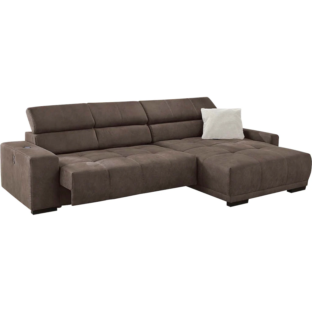 Jockenhöfer Gruppe Ecksofa »Le Mans L-Form mit elektromotorischer Sitztiefenverstellung (30 cm)« und induktiver Lademöglichkeit + USB A und C verstellbare Kopfstützen kaufen Neueste Mode