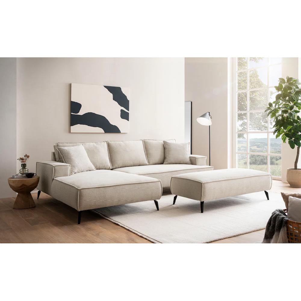 andas Ecksofa »TVINNU L-Form in Cord Sofa« wahlweise Ottomane rechts/links schwarze Füße bequemer Sitzkomfort kaufen Kauf eins, bekomm eins gratis