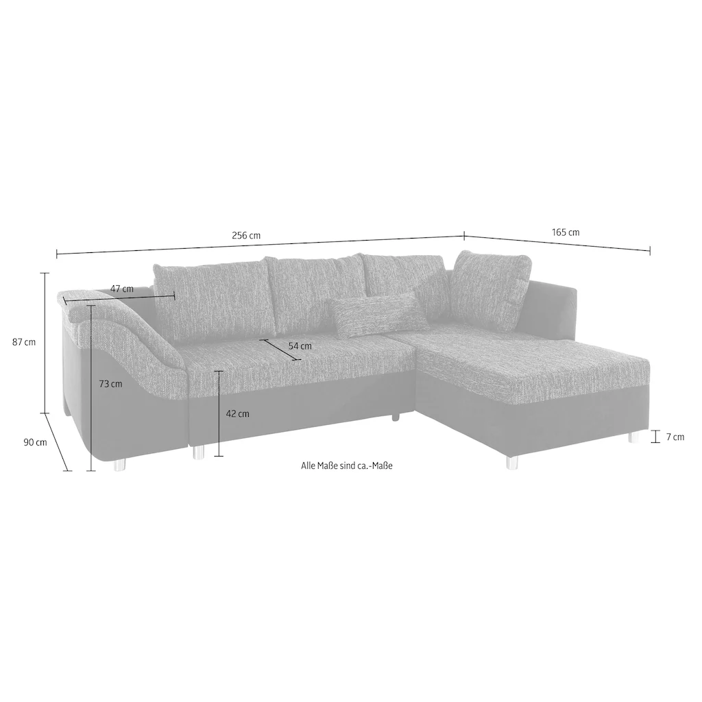 COLLECTION AB Ecksofa »Sally L-Form« mit und ohne Bettfunktion inklusive loser Rücken- und Zierkissen kaufen VIP-Rabatte