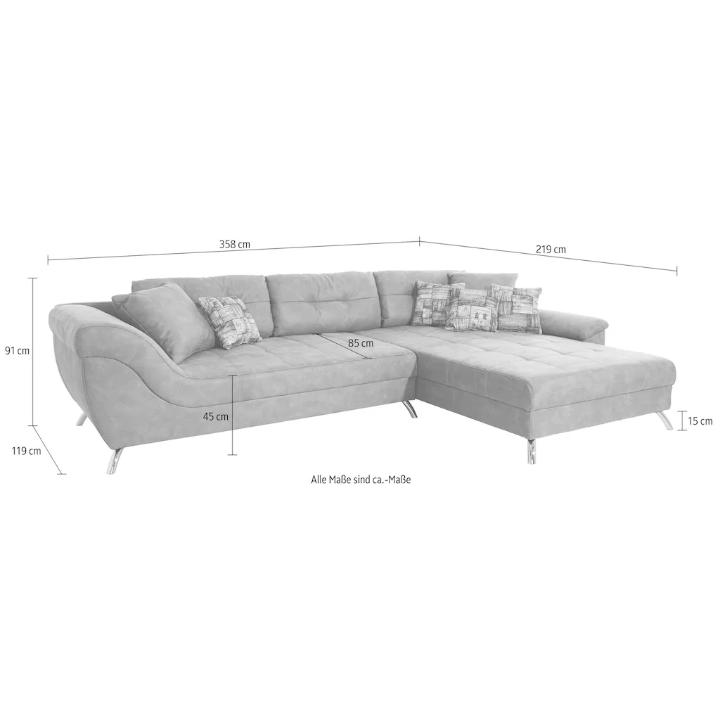Jockenhöfer Gruppe Ecksofa »San Francisco L-Form« mit eingearbeiteter Kaltschaummatte und Steppung inklusive Kissen kaufen Super Sparpreis
