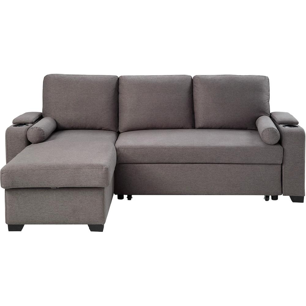 ATLANTIC home collection Ecksofa »Gorje L-Form« mit Schlaffunktion Stauraum Becherhalter Staufächer & Kissenrollen Discount Store für neue Produkte