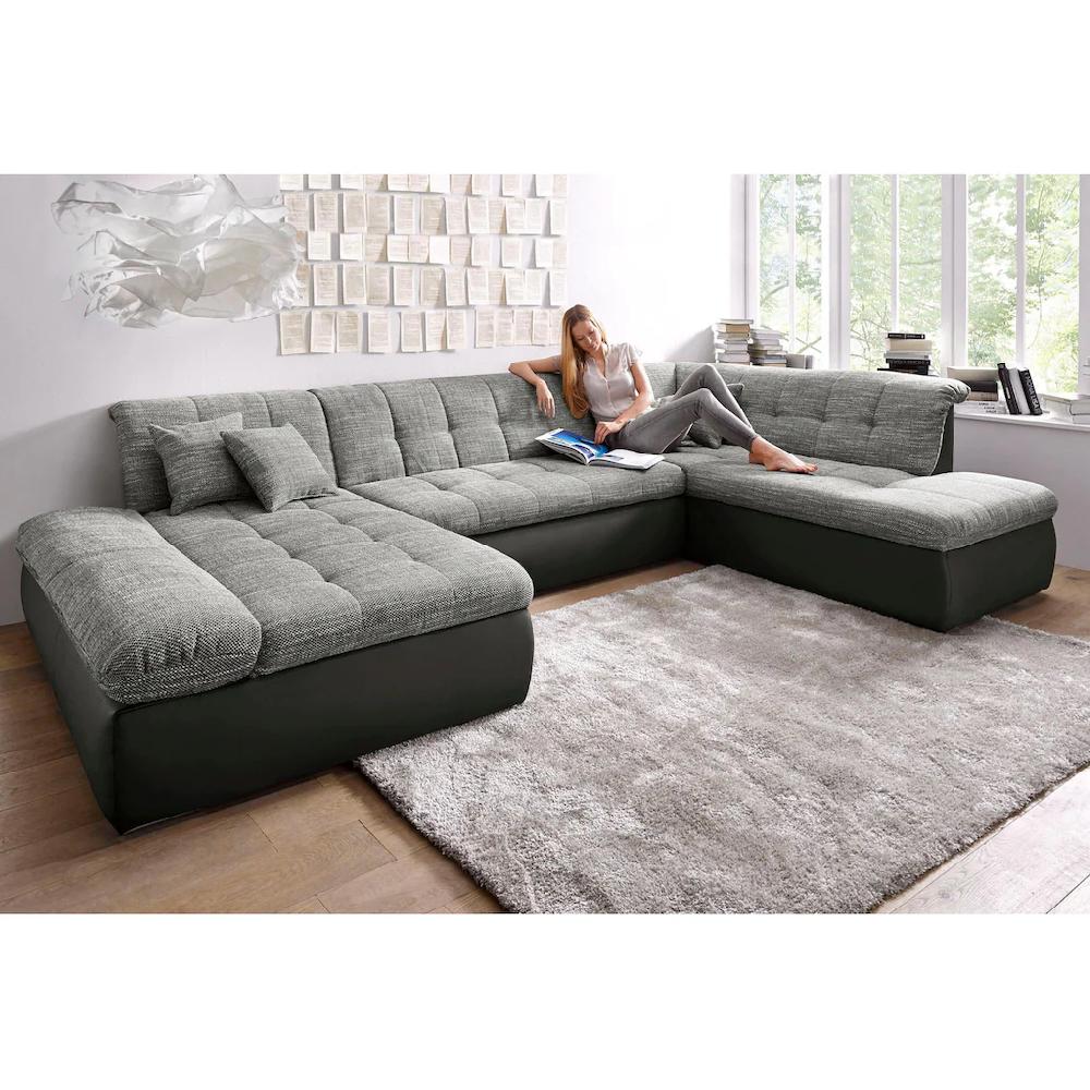 DOMO collection Wohnlandschaft »Moric U-Form auch in Cord« im XXL-Format wahlweise mit Bettfunktion und Armlehnenverstellung kaufen