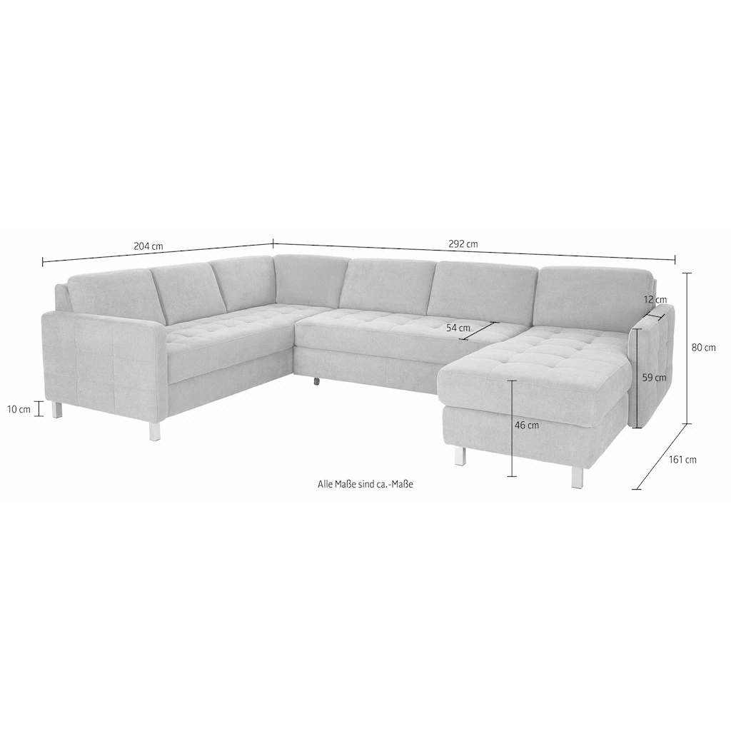 sit&more Wohnlandschaft mit Bettfunktion und Bettkasten 50% Rabatt mit kostenlosem Versand