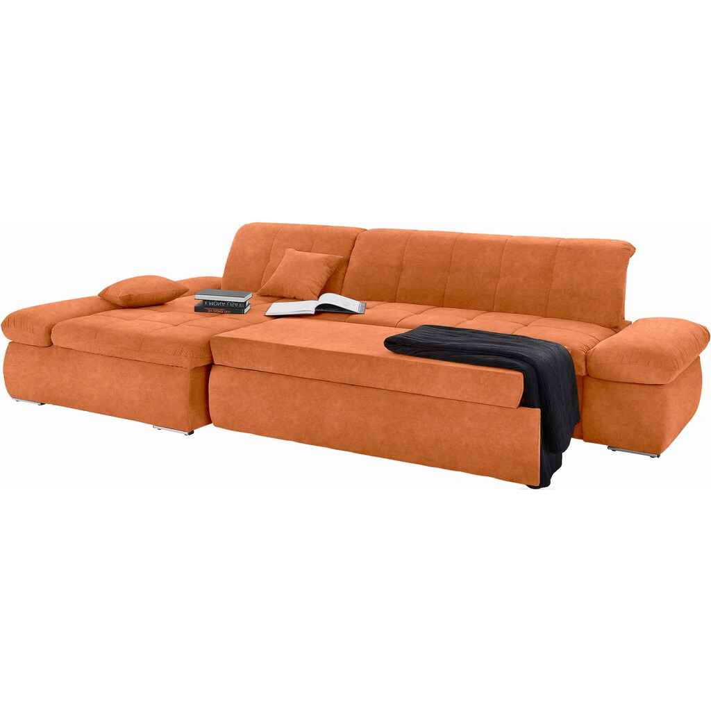 DOMO collection Ecksofa »NMoric XXL B/T/H: 300/172/80cm Revamierenabschluss L-Form« wahlweise mit Bettfunktion und Armlehnverstel lung kaufen Rabatte dieses Monats