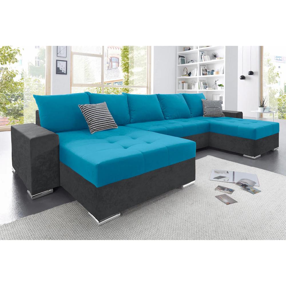 COLLECTION AB Wohnlandschaft »XXL-Josy U-Form Breite 333 cm mit 2 Recamieren 77 & 79 cm« inkl. Bettfunktion Bettkasten mit 5 gleich großen Rückenkissen kaufen Auslauf