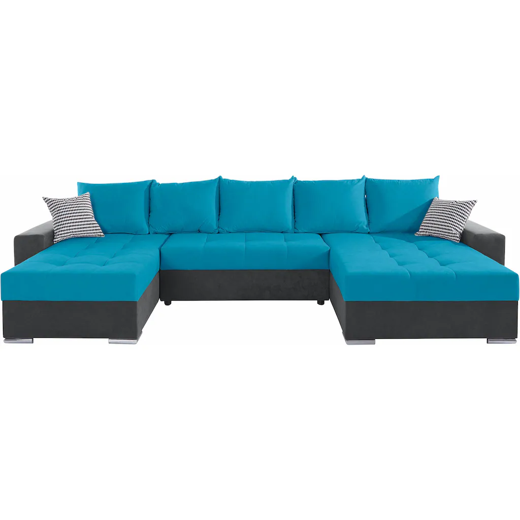 COLLECTION AB Wohnlandschaft »XXL-Josy U-Form Breite 333 cm mit 2 Recamieren 77 & 79 cm« inkl. Bettfunktion Bettkasten mit 5 gleich großen Rückenkissen kaufen Auslauf