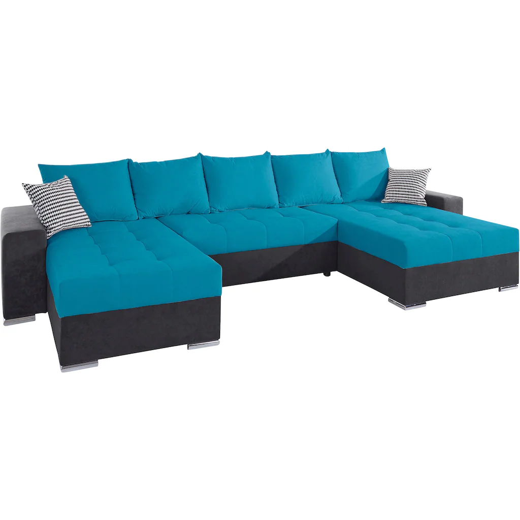 COLLECTION AB Wohnlandschaft »XXL-Josy U-Form Breite 333 cm mit 2 Recamieren 77 & 79 cm« inkl. Bettfunktion Bettkasten mit 5 gleich großen Rückenkissen kaufen Auslauf