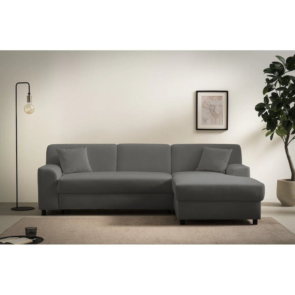 INOSIGN Ecksofa »Turah 2 L-Form auch in Cord Federkern B/T/H: 241/146/79 cm« incl. Zierkissen wahlweise mit Bettfunktion kaufen Hotsell
