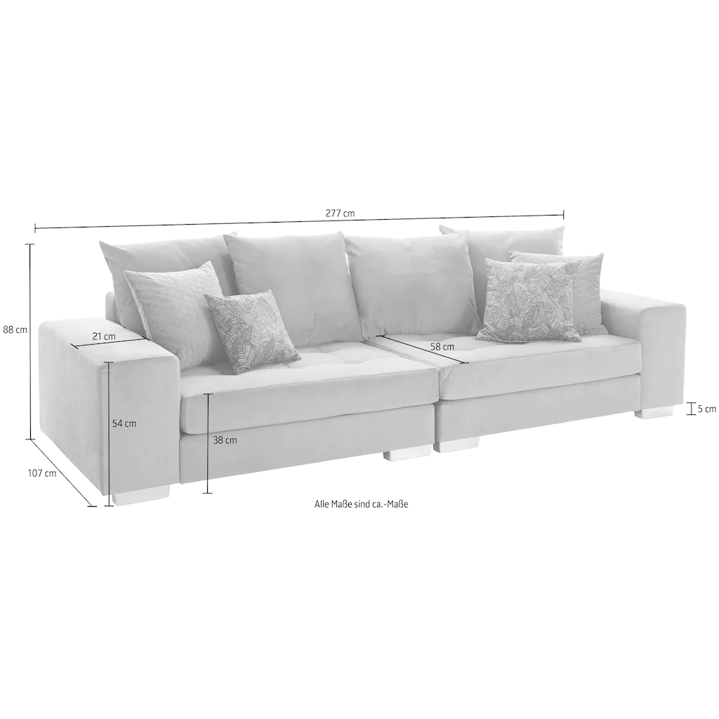 INOSIGN Big-Sofa »Vale« mit Steppung im Sitzbereich Federkern und Zierkissen kaufen Blitzverkäufe