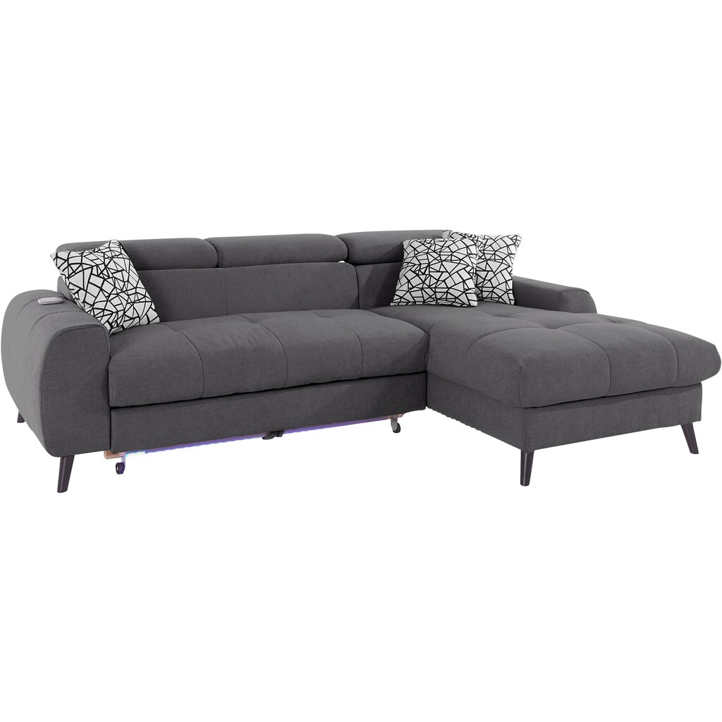 COTTA Ecksofa »Mia L-Form« 3-tlg.-Kissen-Set Recamiere wahlweise mit oder ohne RGB-Beleuchtung kaufen Großer Ausverkauf
