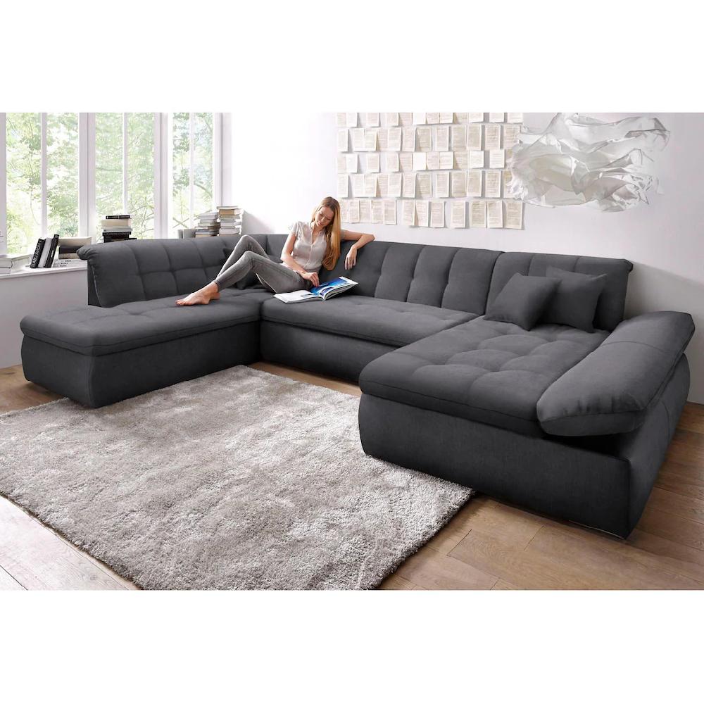 DOMO collection Wohnlandschaft »NMoric im XXL-Format B/T/H: 353/216/80 cm incl. Zierkissen U-Form« kaufen Black Friday