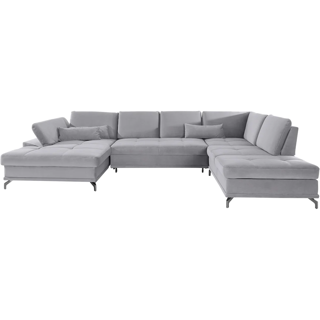 Places of Style Wohnlandschaft »Costello U-Form mit Sitztiefenverstellung Armteilverstellung und« 3 Nierenkissen optional Bettfunktion und Bettkasten kaufen Nur für heute