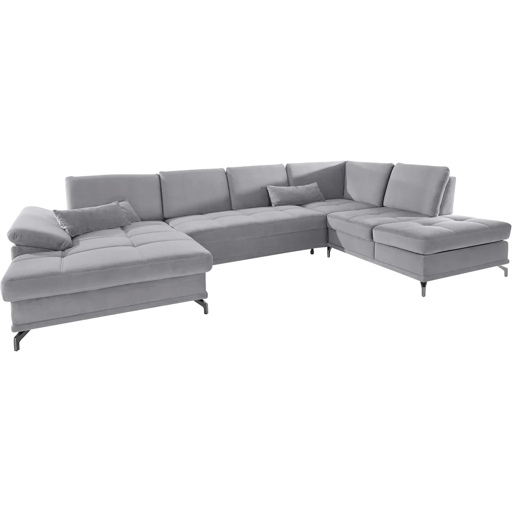 Places of Style Wohnlandschaft »Costello U-Form mit Sitztiefenverstellung Armteilverstellung und« 3 Nierenkissen optional Bettfunktion und Bettkasten kaufen Nur für heute