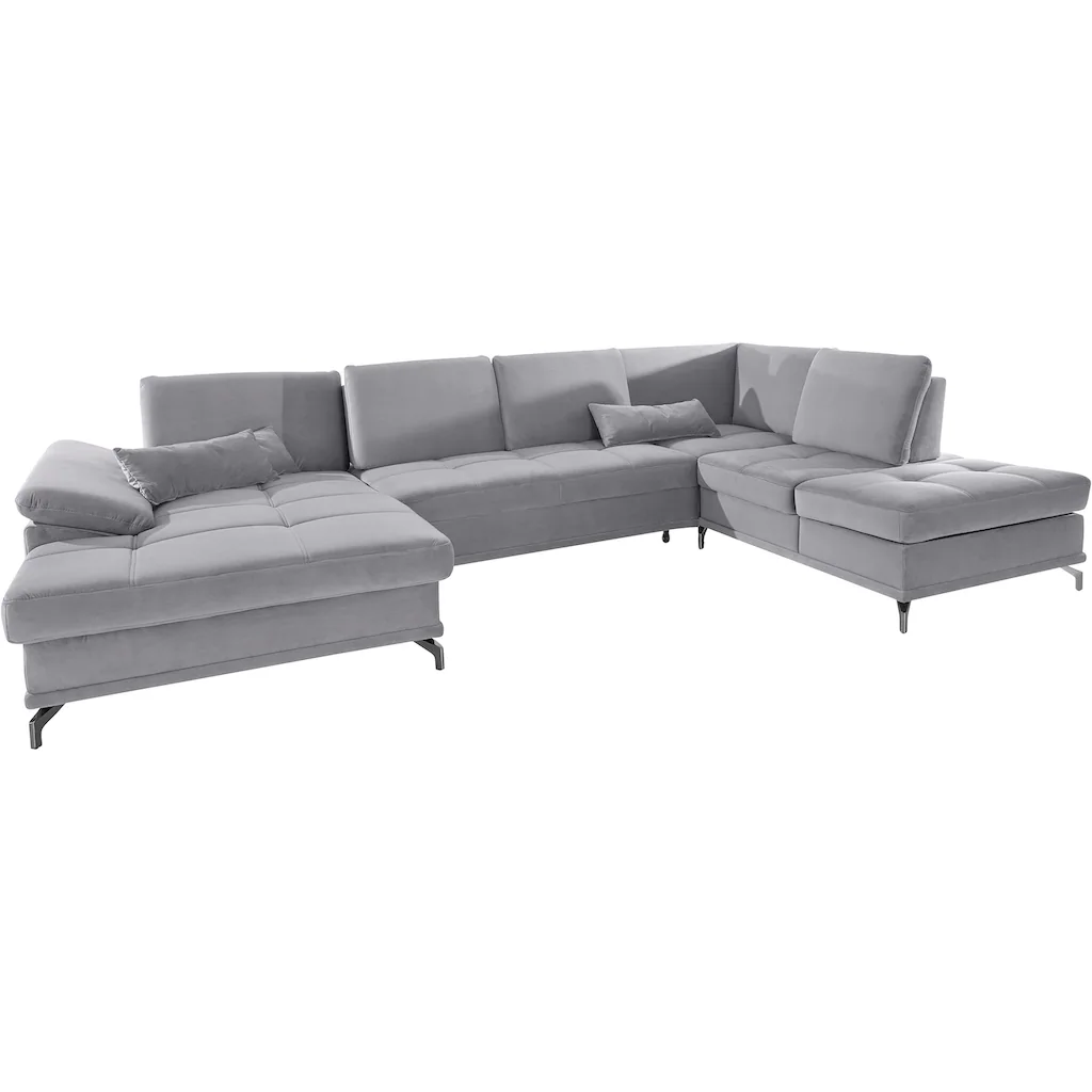 Places of Style Wohnlandschaft »Costello U-Form mit Sitztiefenverstellung Armteilverstellung und« 3 Nierenkissen optional Bettfunktion und Bettkasten kaufen Nur für heute