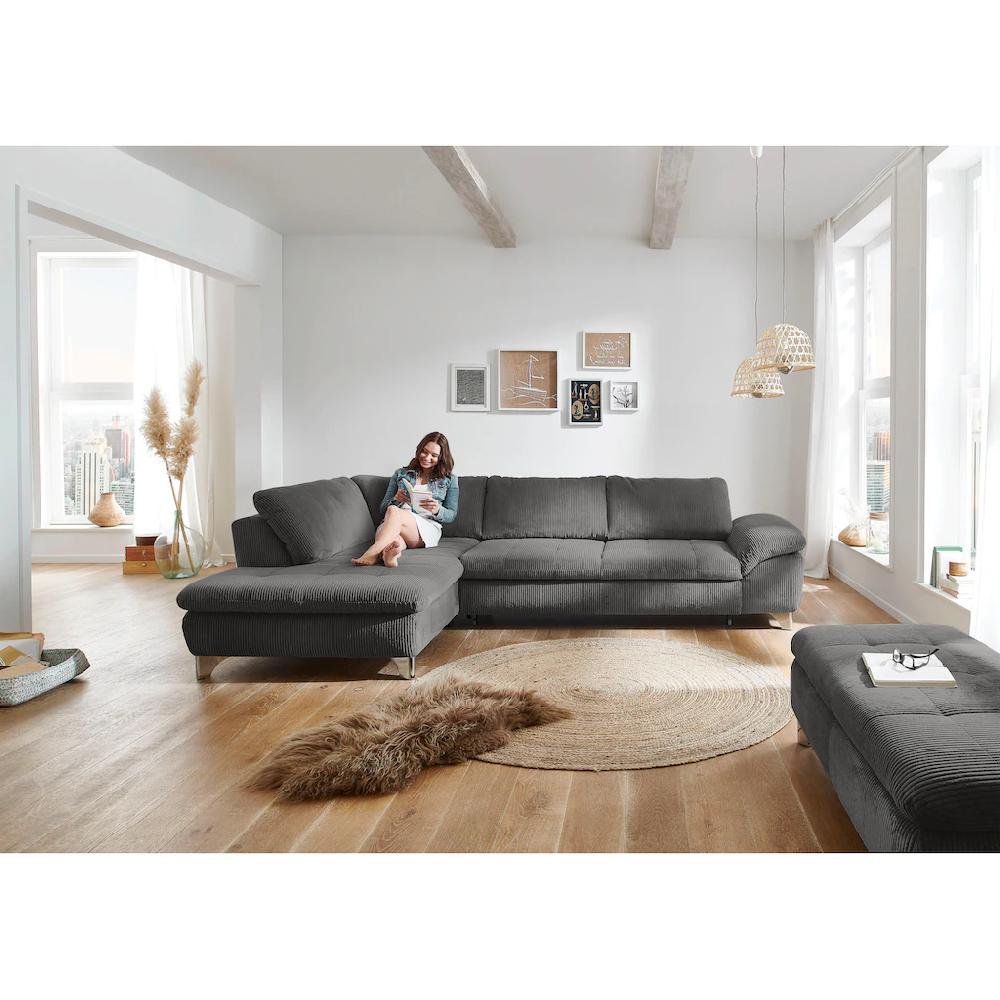 Die PlanBar Ecksofa »MP-IN14007 L-Form« wahlweise mit Bettfunktion und verstellbaren Kopfstützen in Cord kaufen 50% Rabatt mit kostenlosem Versand
