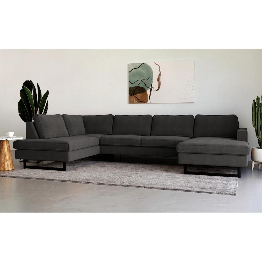 Places of Style Wohnlandschaft »Pinto 350 cm U-Form XXL mit Ottomanen« Cord Feincord Luxus-Microfaser Leder und Chenille kaufen