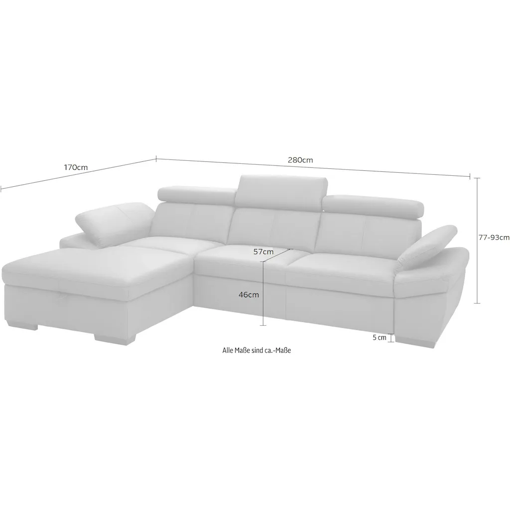 exxpo - sofa fashion Ecksofa »Salerno klassisch modernes Funktionssofa hoher Sitzkomfort L-Form« inkl. Kopf- und Armteilverstellung wahlweise mit Bettfunktion kaufen Fabrikverkauf