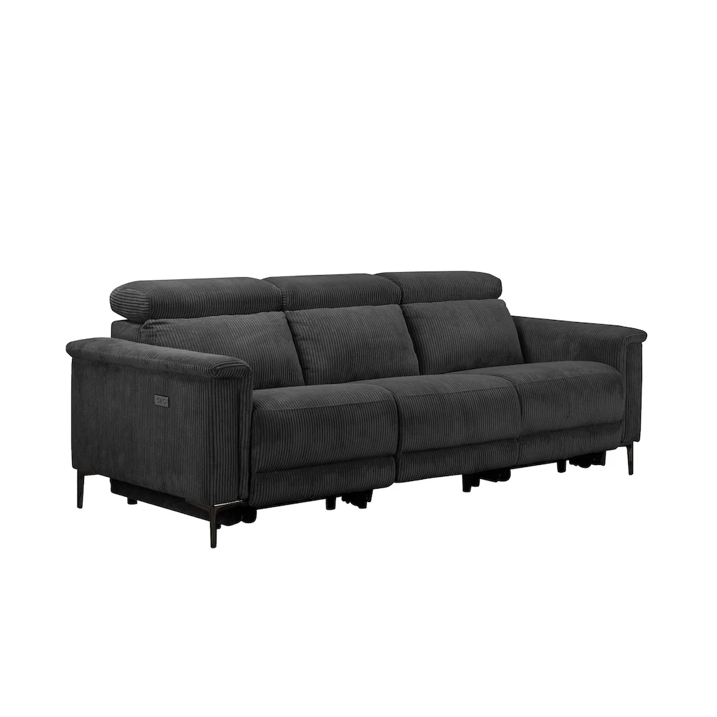 Places of Style 3-Sitzer »Lund Cord mit manueller o. elektrischer Relaxfunktion in 2 Sitzen « USB Kopfteilverstellung Breite 222 cm kaufen Limitierter Zeitrabatt
