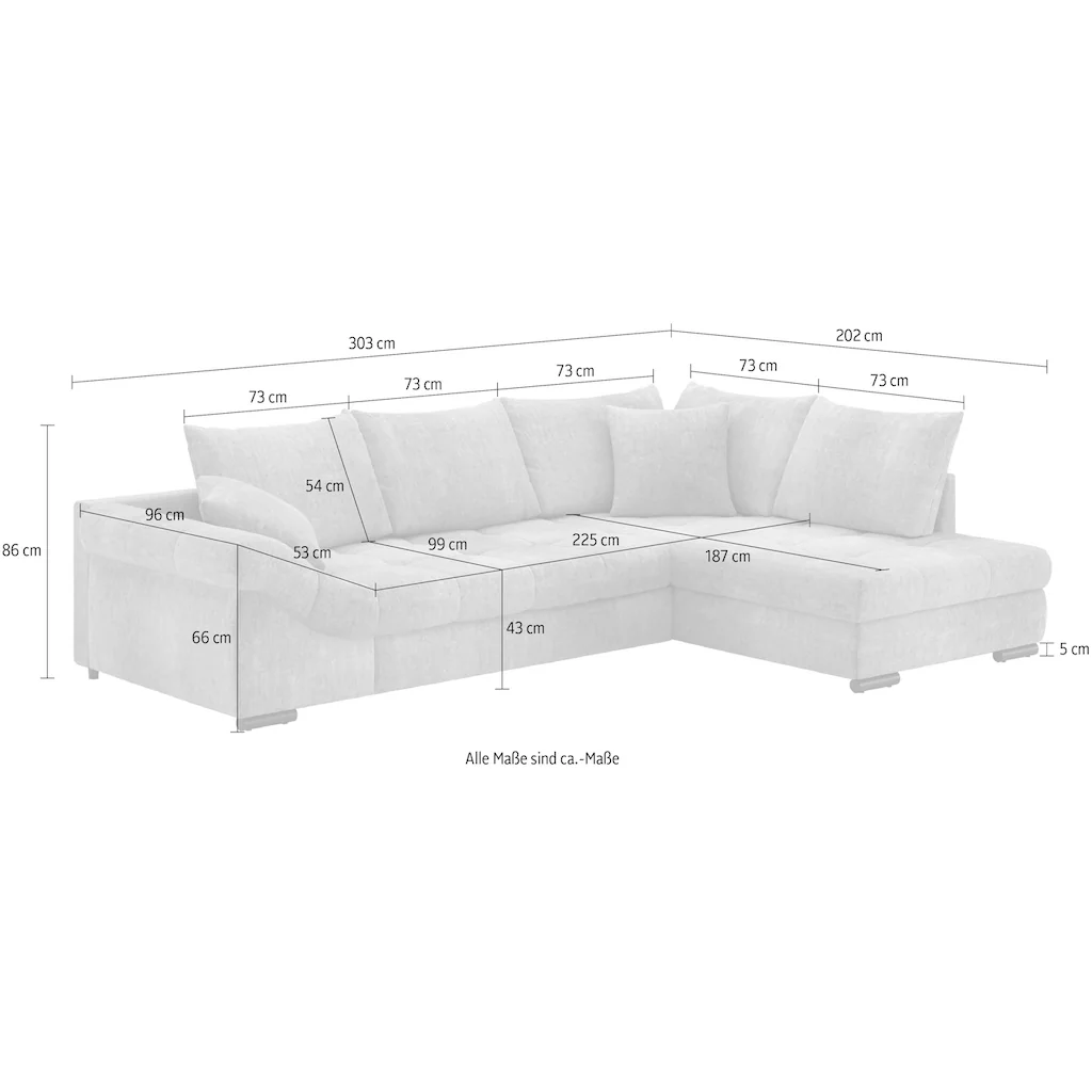 Mr. Couch Ecksofa »Allegro DuraFlex L-Form« Hochschläfer-Bettauszug Kaltschaumpolsterung bis 140 kg belastbar kaufen Cyber Monday