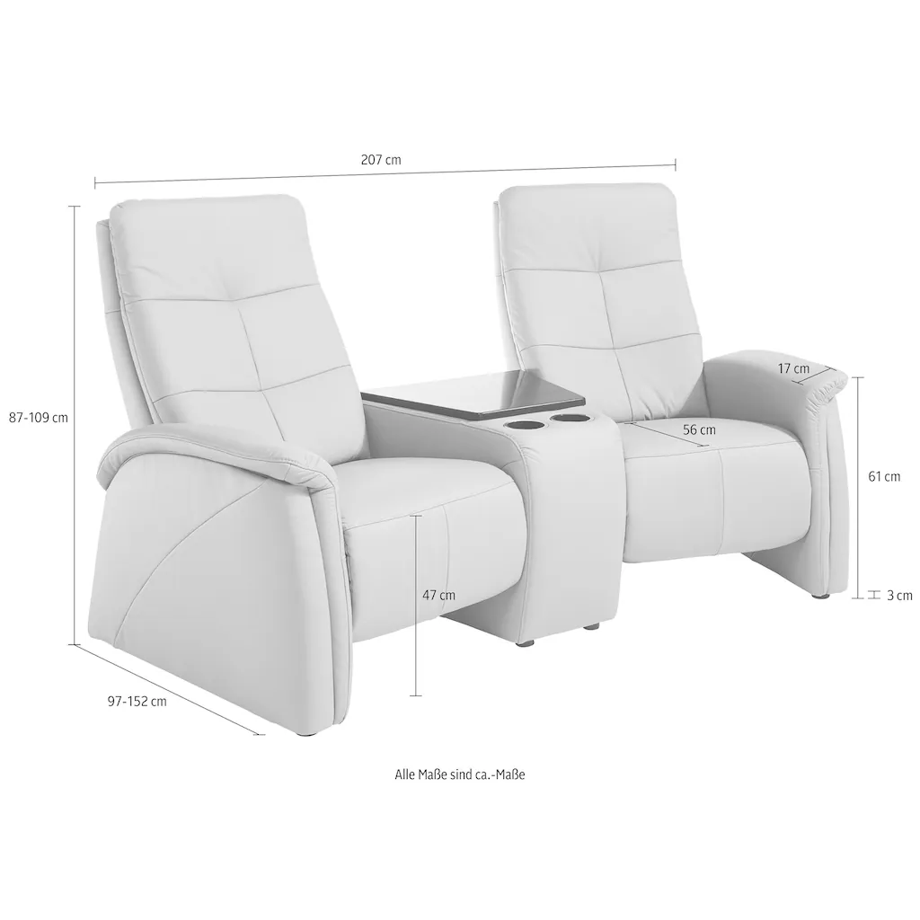 exxpo - sofa fashion 2-Sitzer »Tivoli Kinosofa bequem« mit Relaxfunktion integrierter Tischablage und Stauraumfach kaufen Nur für heute