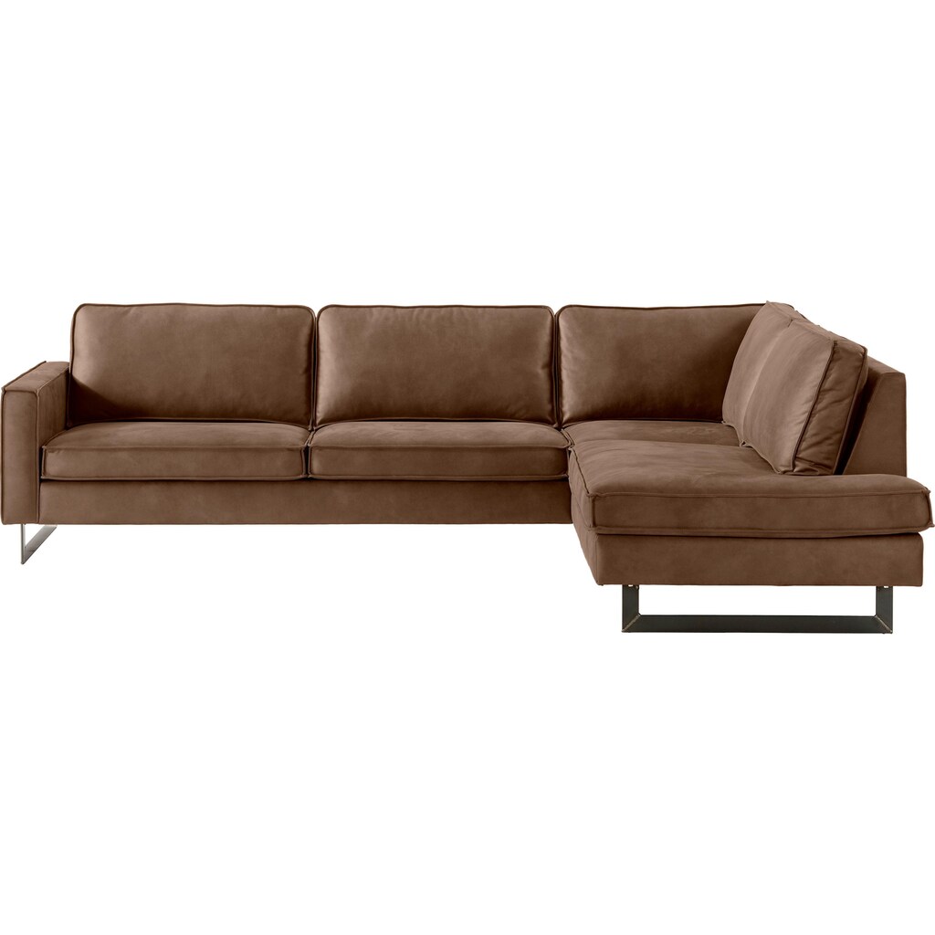Places of Style Ecksofa »Pinto 290 cm Ottomane links / rechts« Cord Feincord Luxus-Microfaser Leder und Chenille kaufen zollfrei