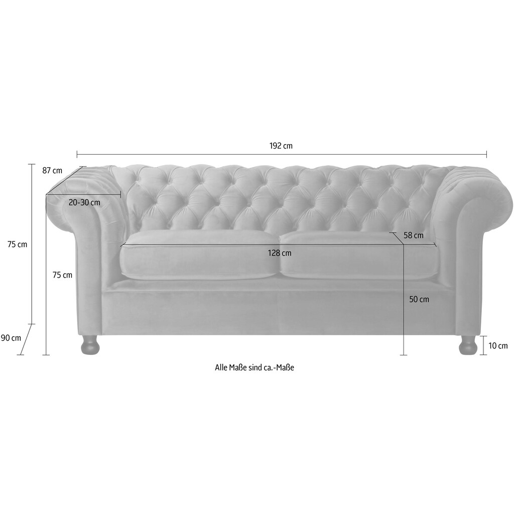 Home affaire Chesterfield-Sofa »Chesterfield Home 3-Sitzer B/T/H: 192/87/75 cn« mit edler Knopfheftung und typischen Armlehnen kaufen Verkauf