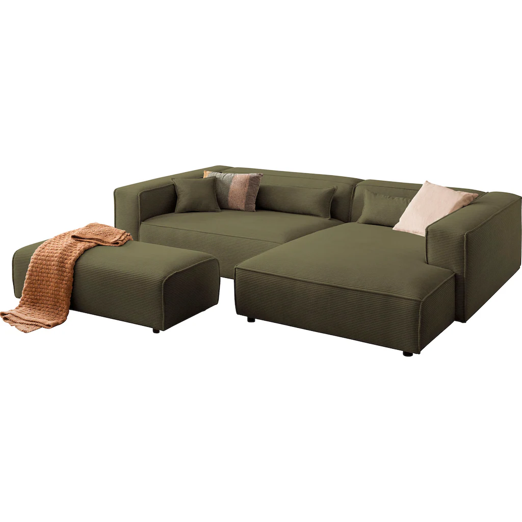 LeGer Home by Lena Gercke Polsterecke »PIARA XXL L-Form mit Schlaffunktion Big-Sofa in Cord o. Leinenoptik« Hocker stellbar zum Schlafsofa (Krokodilverbinder) tiefe Sitzfläche kaufen Angebote