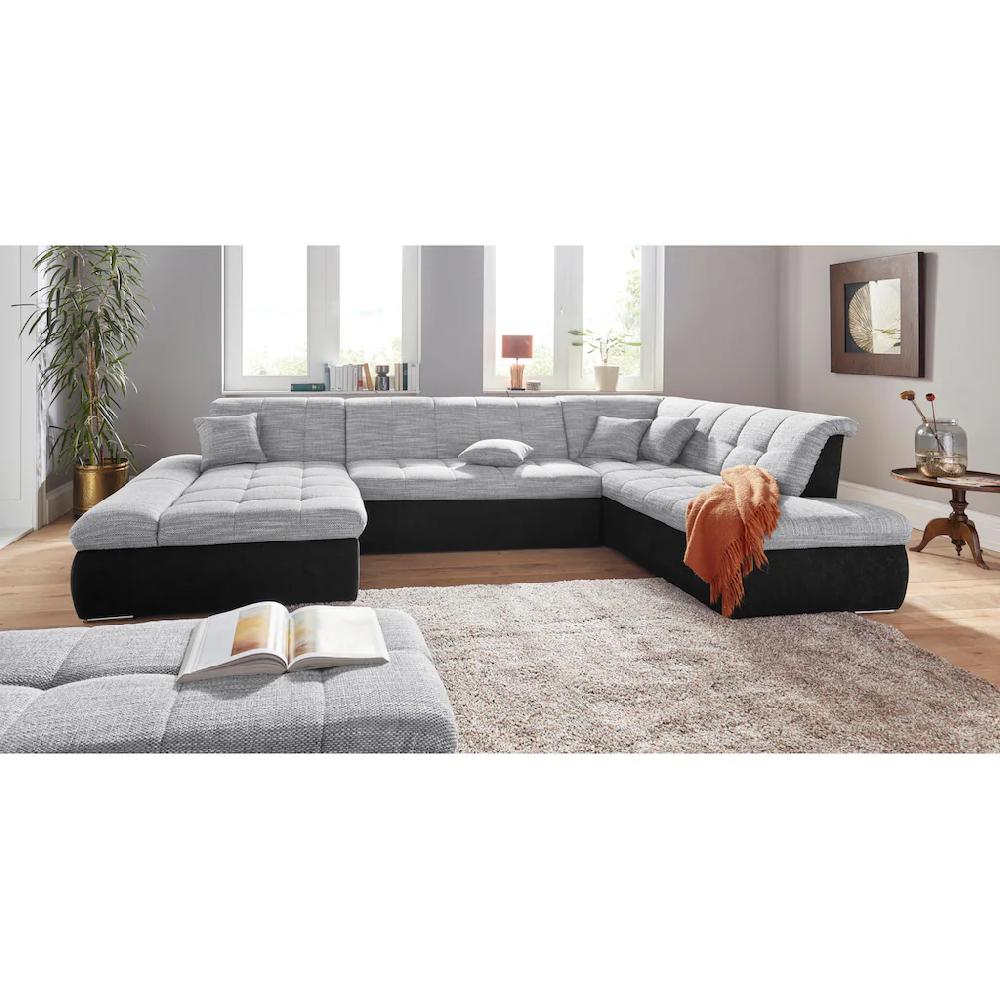 DOMO collection Wohnlandschaft »PB Moric wahlweise mit Bettfunktion und Armteilverstellung U-Form« XXL-Format B/T/H: 353/216/80 cm feine Steppung incl. Zierkissen kaufen Limitierter Zeitrabatt