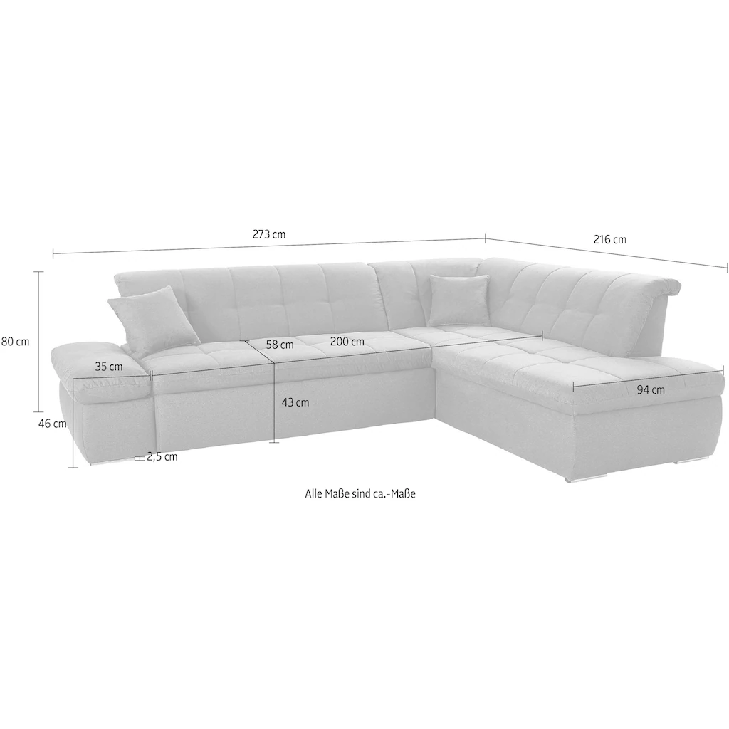 DOMO collection Ecksofa »NMoric incl. Zierkissen B/T/H: 273/216/80 cm L-Form« kaufen Großer Ausverkauf