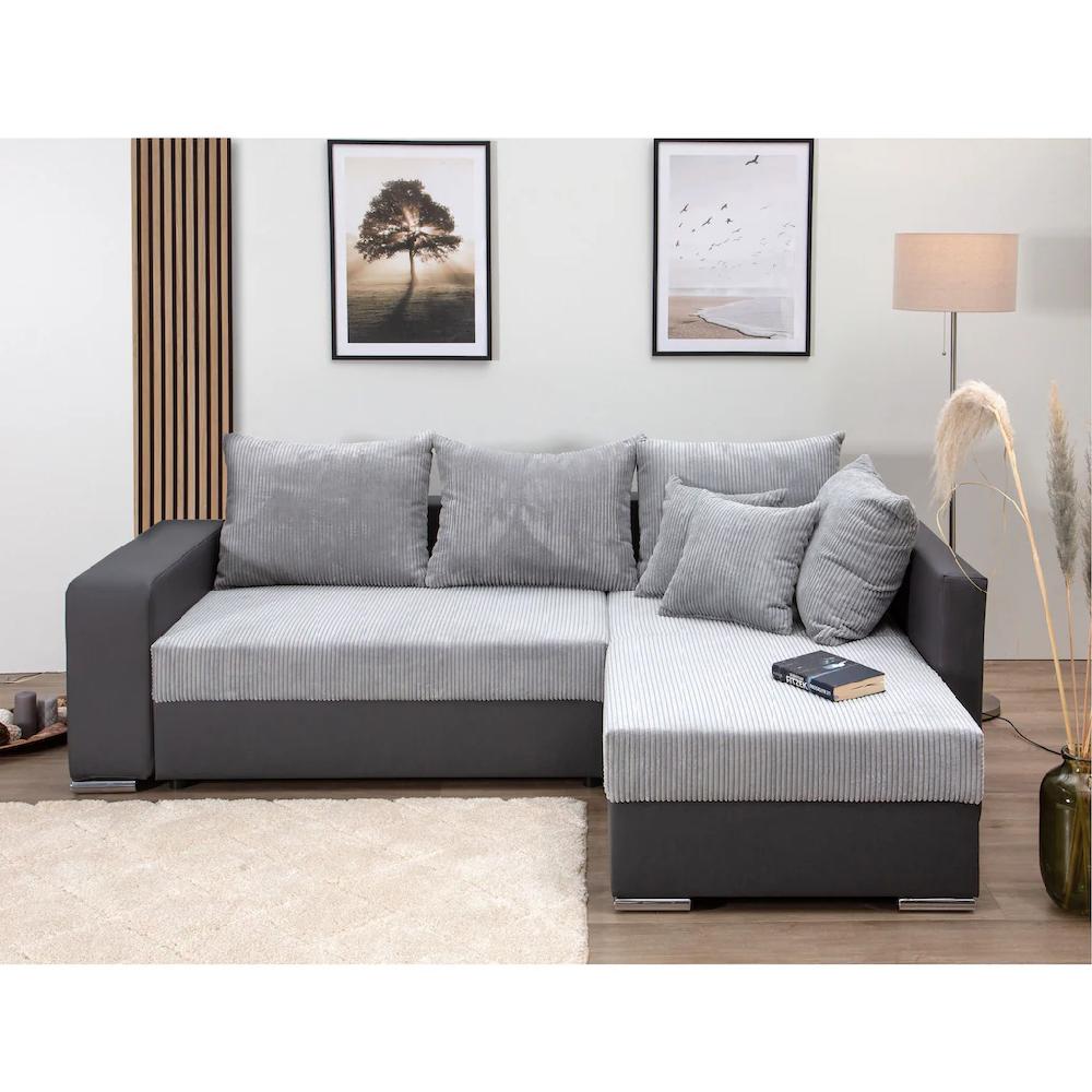 COLLECTION AB Ecksofa »L-Form« Regalarmlehne mit LED RGB Beleuchtung Bettfunktion und Bettkasten kaufen Osterangebot
