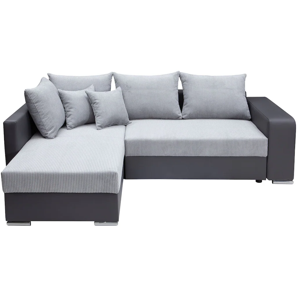 COLLECTION AB Ecksofa »L-Form« Regalarmlehne mit LED RGB Beleuchtung Bettfunktion und Bettkasten kaufen Osterangebot