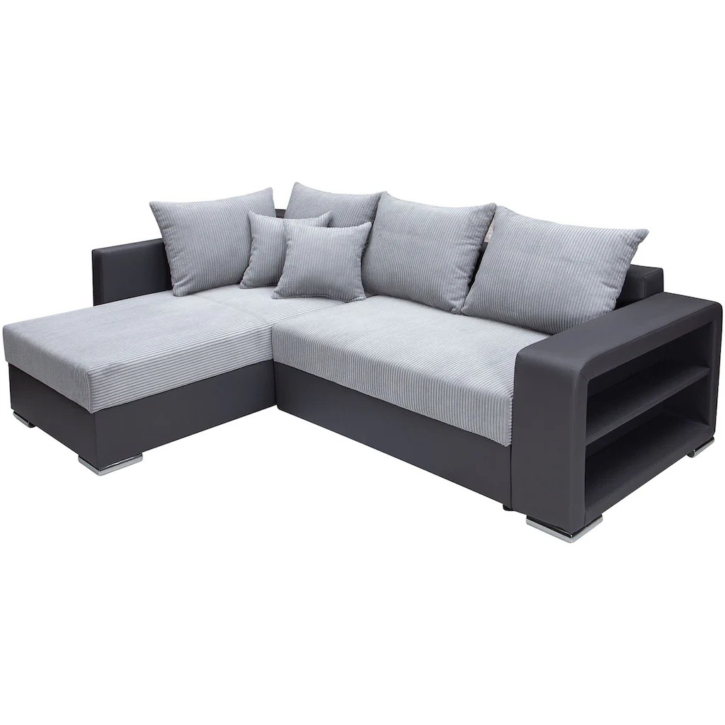 COLLECTION AB Ecksofa »L-Form« Regalarmlehne mit LED RGB Beleuchtung Bettfunktion und Bettkasten kaufen Osterangebot