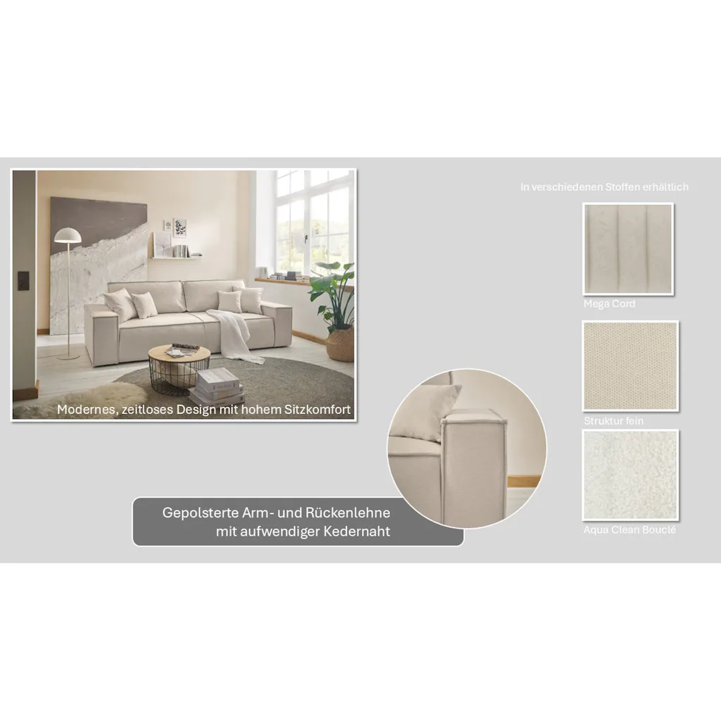 andas 3-Sitzer »FINNLEY Schlafsofa 257 cm Schlaffunktion mit Bettkasten (200/136cm) « kaufen Jubiläumsangebot