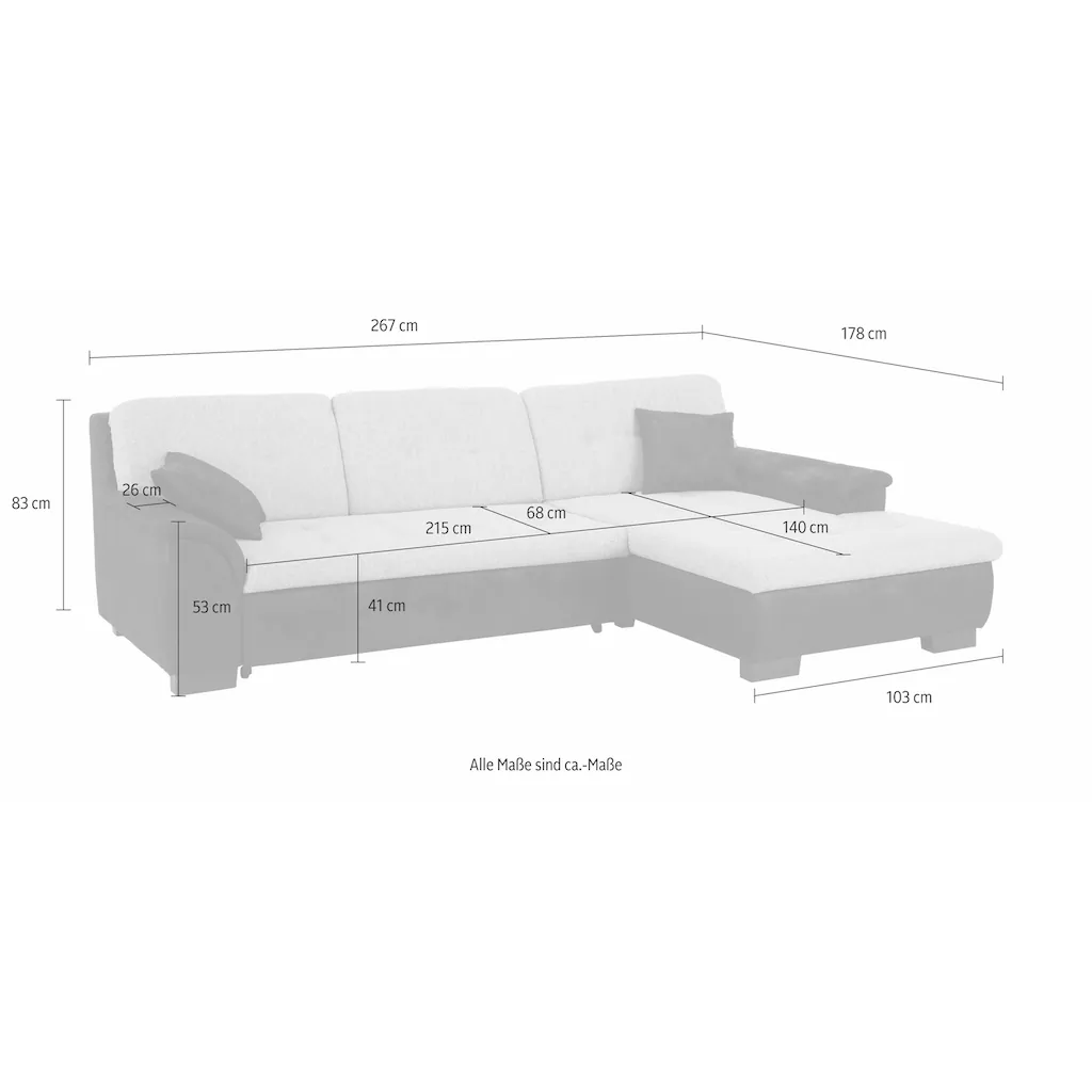 Home affaire Ecksofa »Bergen« mit Bettfunktion online kaufen Tägliche Deals