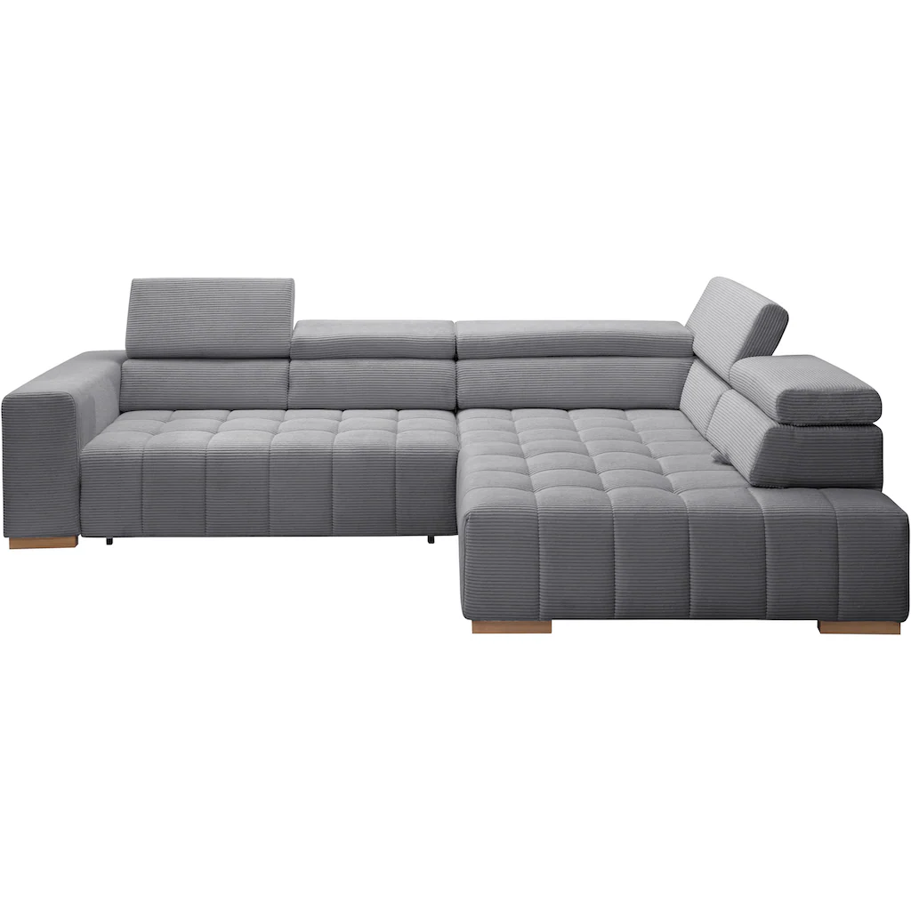 exxpo - sofa fashion Ecksofa »Elianos hoher Sitzkomfort aufwendige Kreuzsteppung im Sitz L-Form« inkl. Kopfteil- und Sitztiefenverstellung wahlweise mit Bettfunktion kaufen