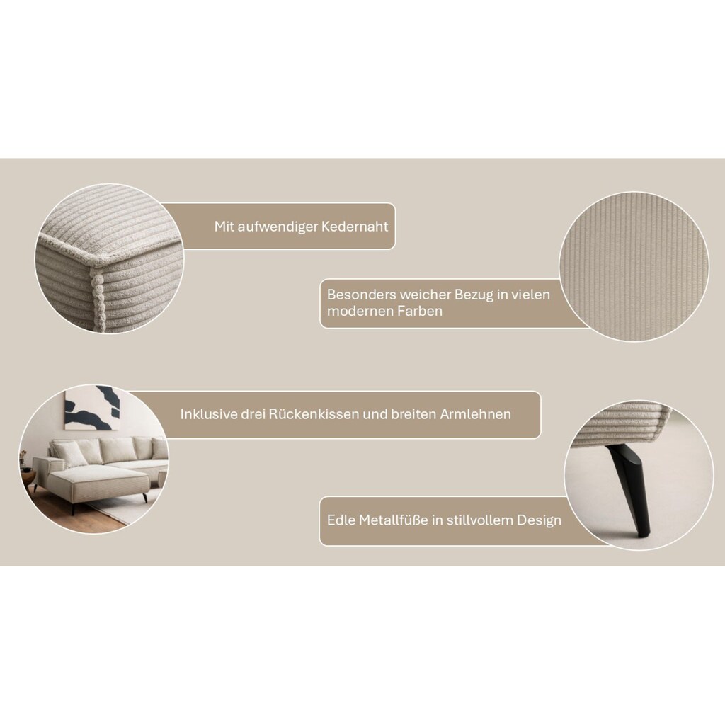 andas Sitzgruppe »TVINNU Polsterecke L-Form Schlaffunktion mit Hocker« (Set 2 tlg.) stellbar zum Schlafsofa (Krokodilverbinder) Wochenangebot