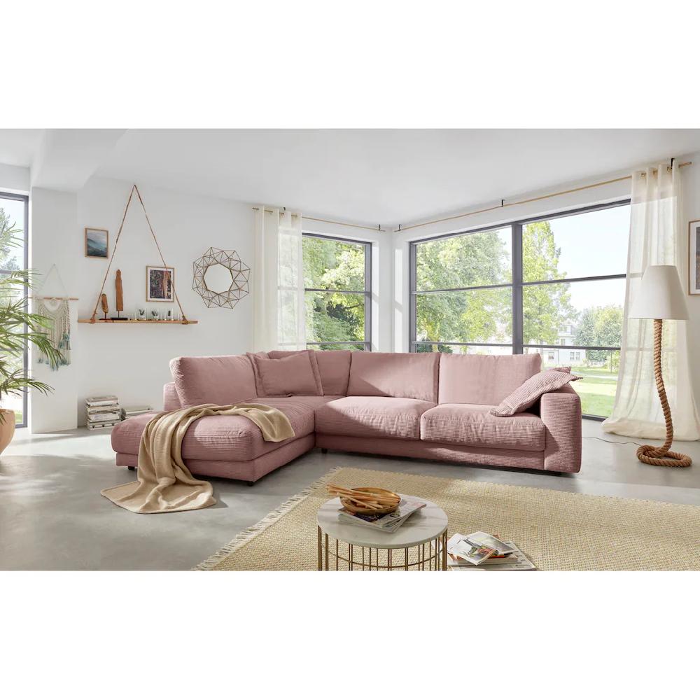 Places of Style Ecksofa »Enisa XXL B/T/H: 325/224/85 cm L-Form« Kuschelig gemütlich in 5 Farben Bezug in Cord mit 2 Zierkissen kaufen Begrenzte Freigabe