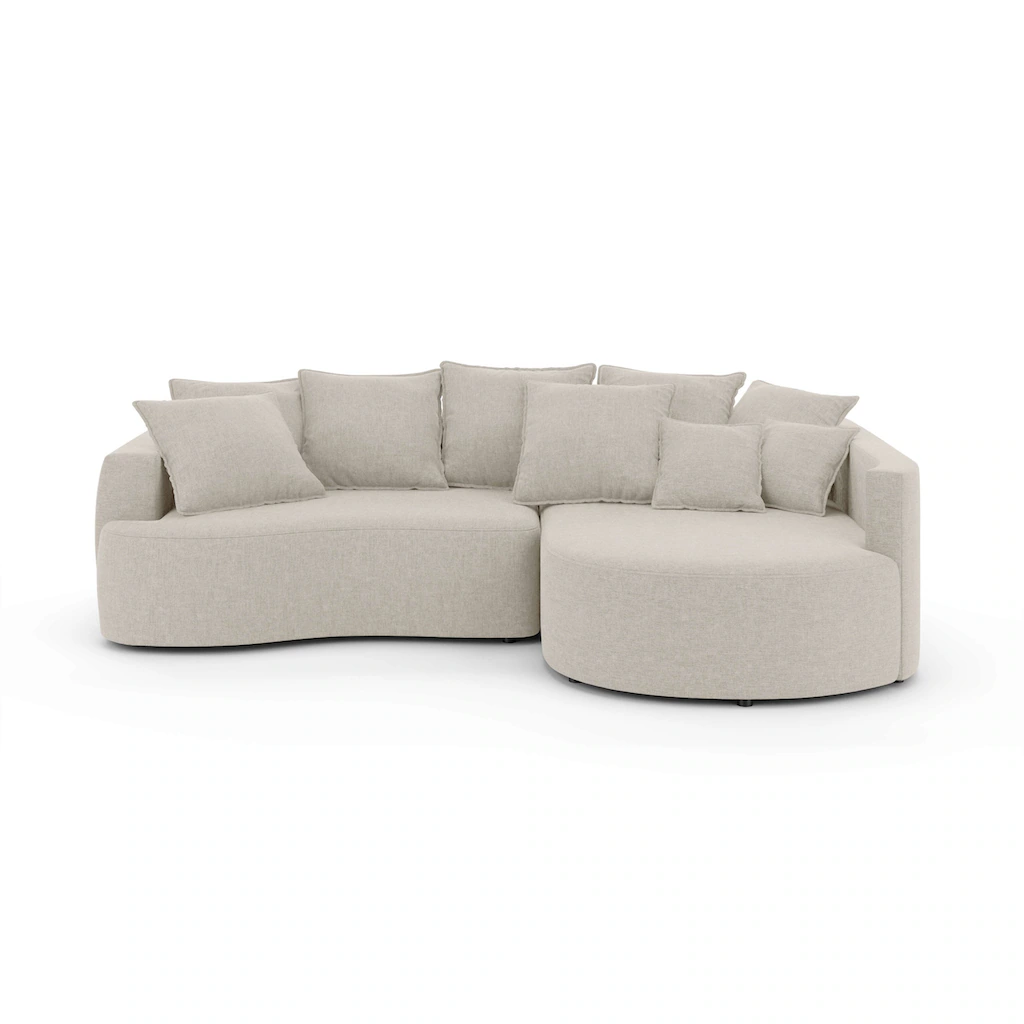 INOSIGN Ecksofa »Kahekili Schlafsofa mit Bettkasten Maße B/T/H: 255/181/90/ cm« L-Form mit Wellenunterfederung 7 Rückenkissen und 2 Zierkissen Nur noch ein Tag übrig
