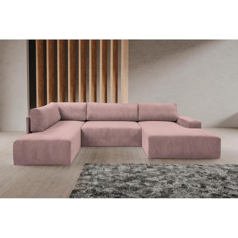 WERK2 Wohnlandschaft »Hugo-U U-Form« Design Wohnlandschaft in Cord mit Schlaffunktion & Bettkasten kaufen Im Verkauf