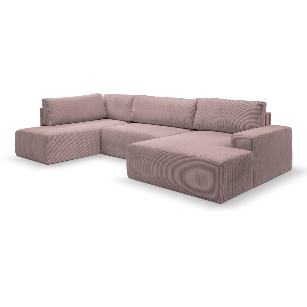 WERK2 Wohnlandschaft »Hugo-U U-Form« Design Wohnlandschaft in Cord mit Schlaffunktion & Bettkasten kaufen Im Verkauf