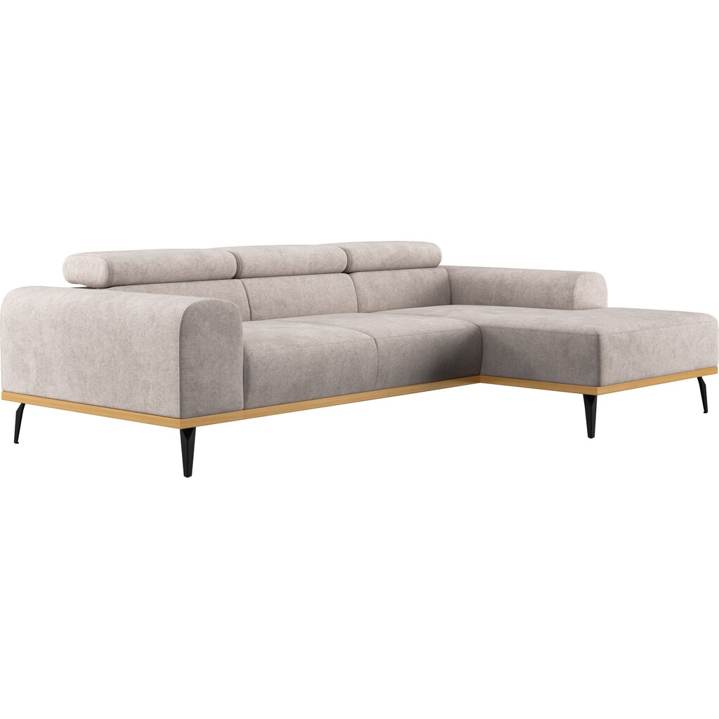 Places of Style Ecksofa »Carlo L-Form« mit Kopfteilverstellung & Holz-Rahmenoptik optional Relaxfunktion Blitzverkäufe