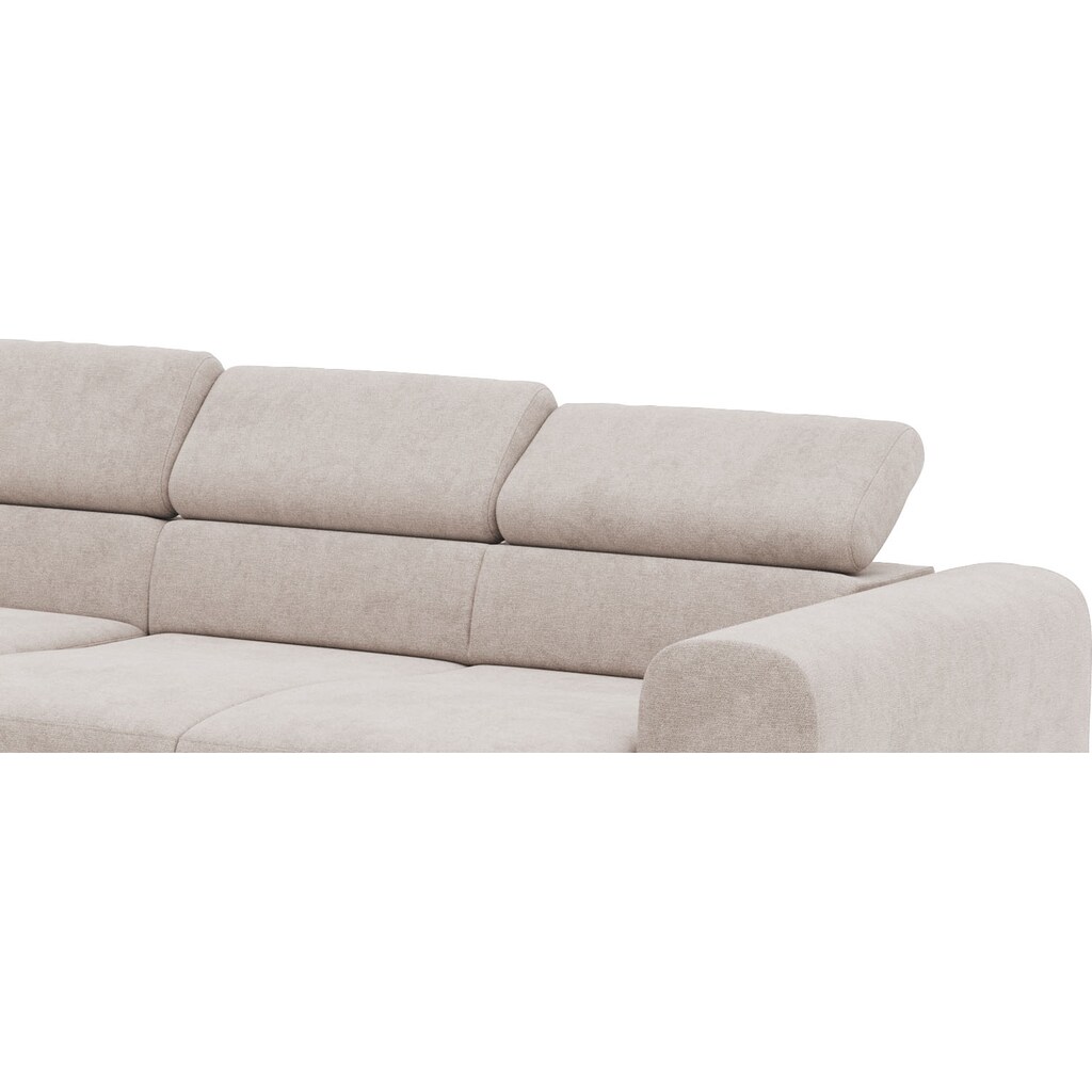 Places of Style Ecksofa »Carlo L-Form« mit Kopfteilverstellung & Holz-Rahmenoptik optional Relaxfunktion Blitzverkäufe